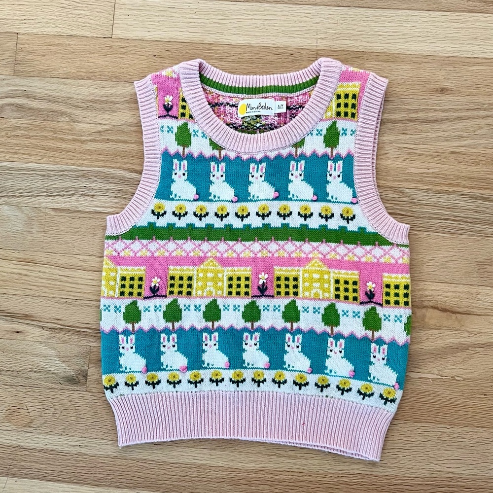 Mini Boden Girl's Pull-Over Knit Sweater Vest - Size 6-7Y - NWOT